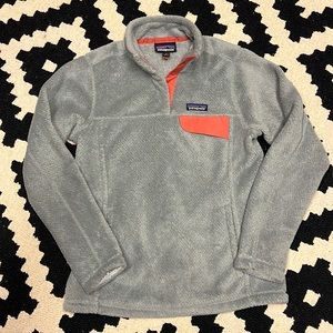 Patagonia re tool fleece. Women’s SMALL. Gray and coral pink.